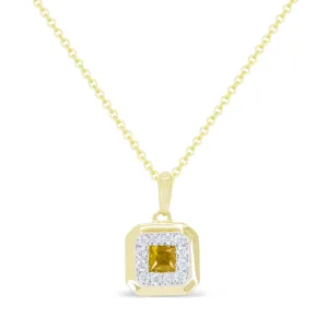 0.13Ct Citrine 16"pendant Necklace In 14K Yellow Gold