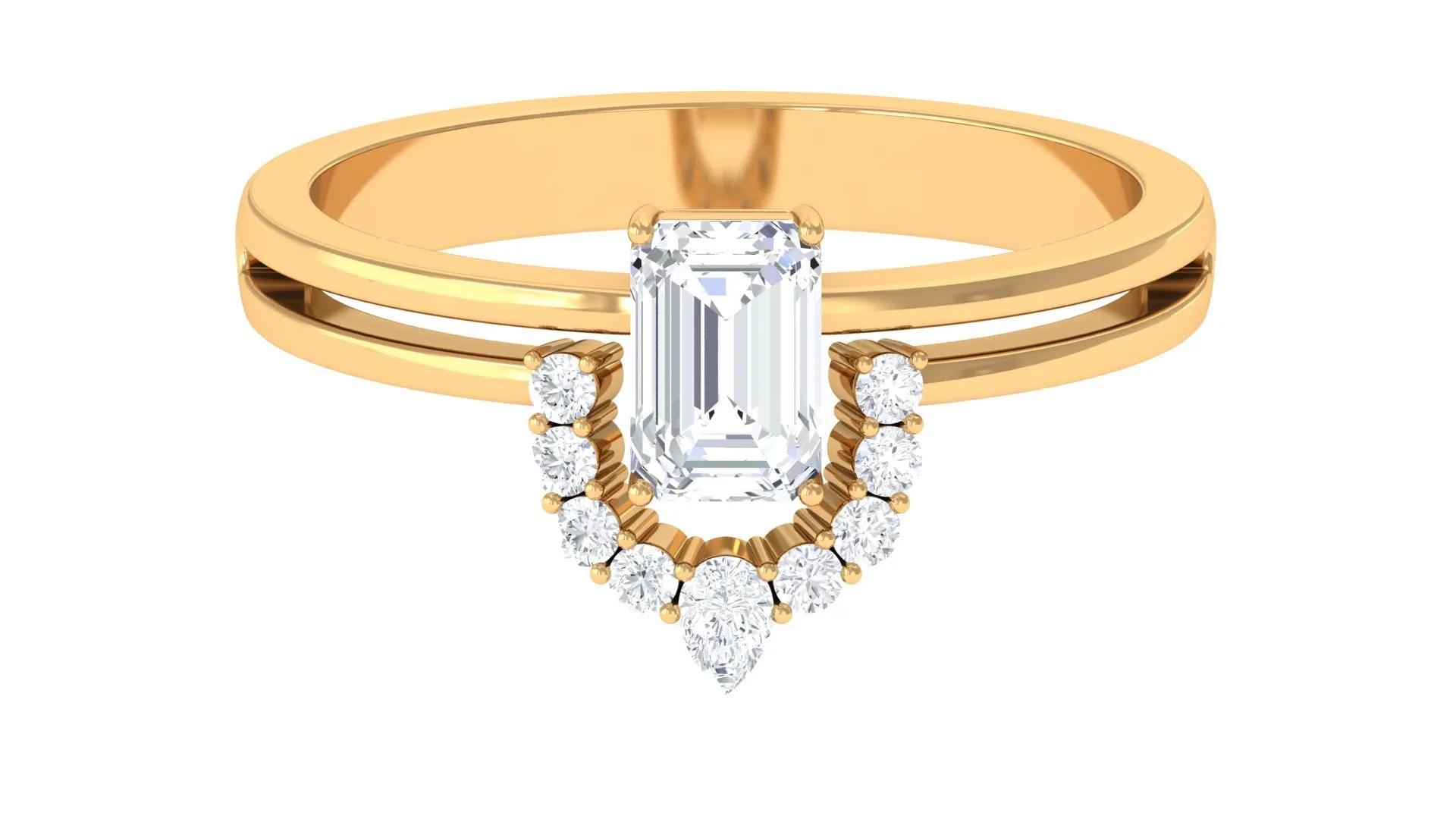 1 CT Octagon Cut Zircon Double Band Engagement Ring