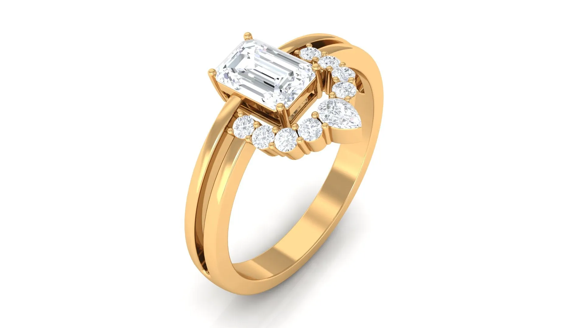 1 CT Octagon Cut Zircon Double Band Engagement Ring
