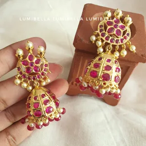 1 Gram Gold Polish Handset Kemp Jhumka Earrings