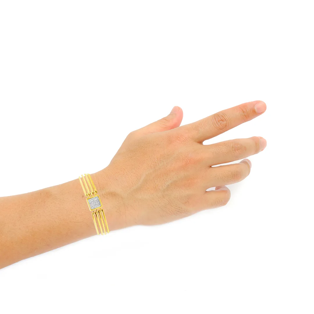 10K Solid Yellow Gold 2.04CT tw Princess Cut Diamond 9.8mm Bracelet