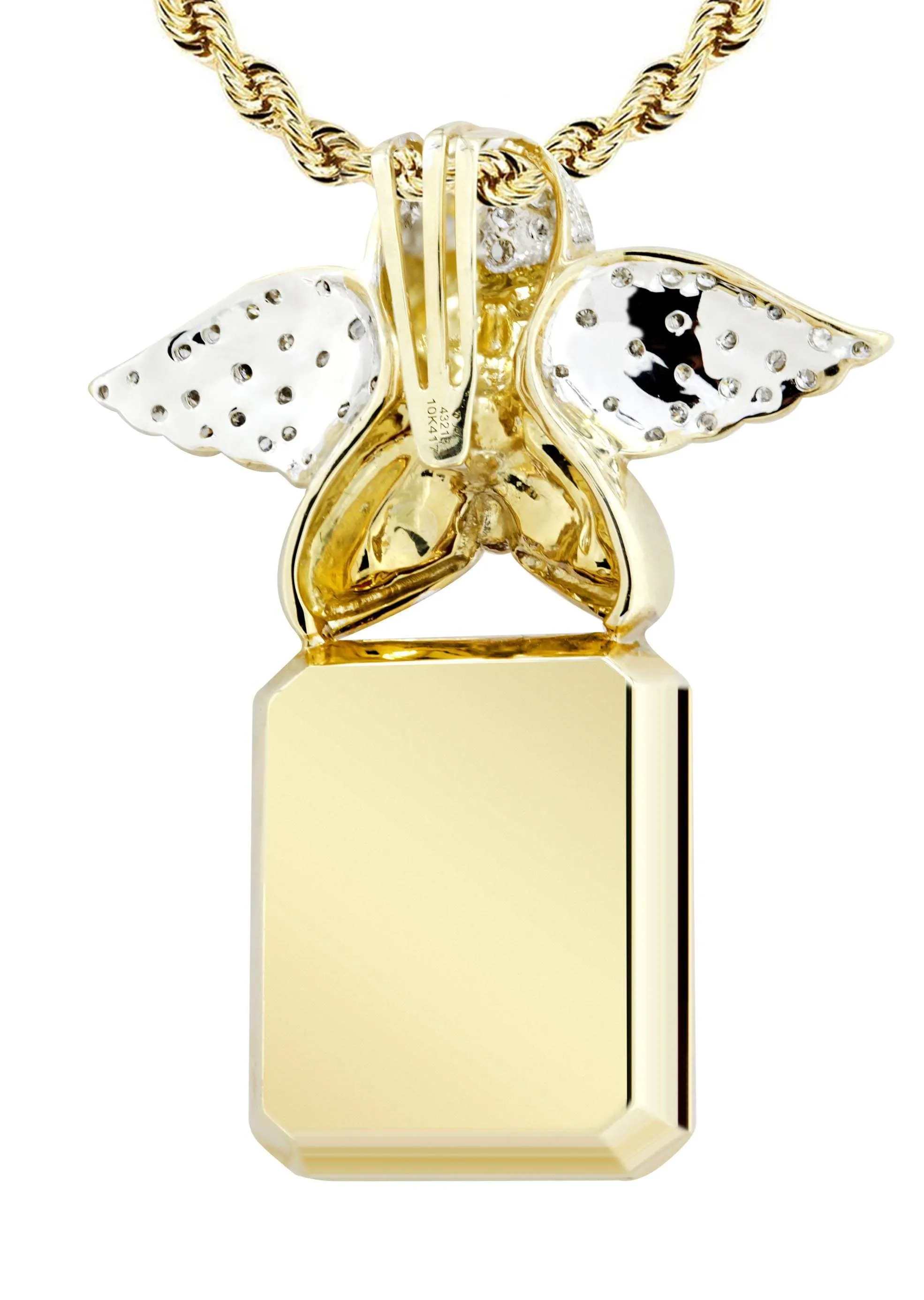 10K Yellow Gold Ruby Angel Diamond Necklace  | 1.6 Carats