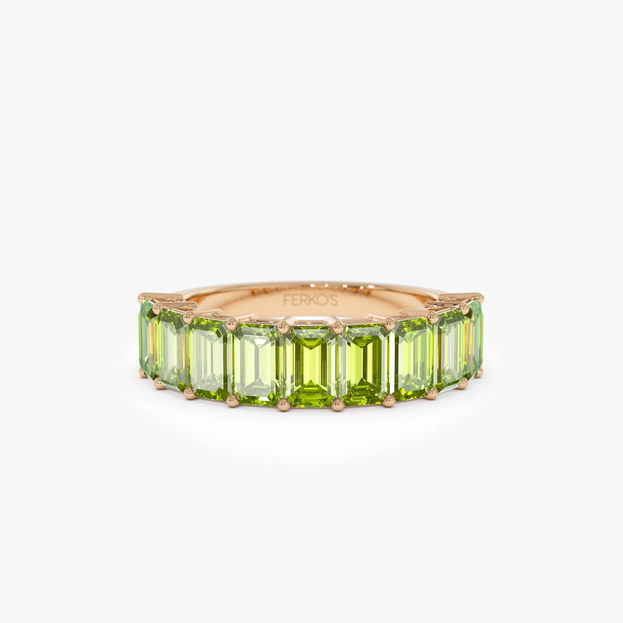 14k Emerald Cut Peridot Nine Stone Ring 2.35ctw