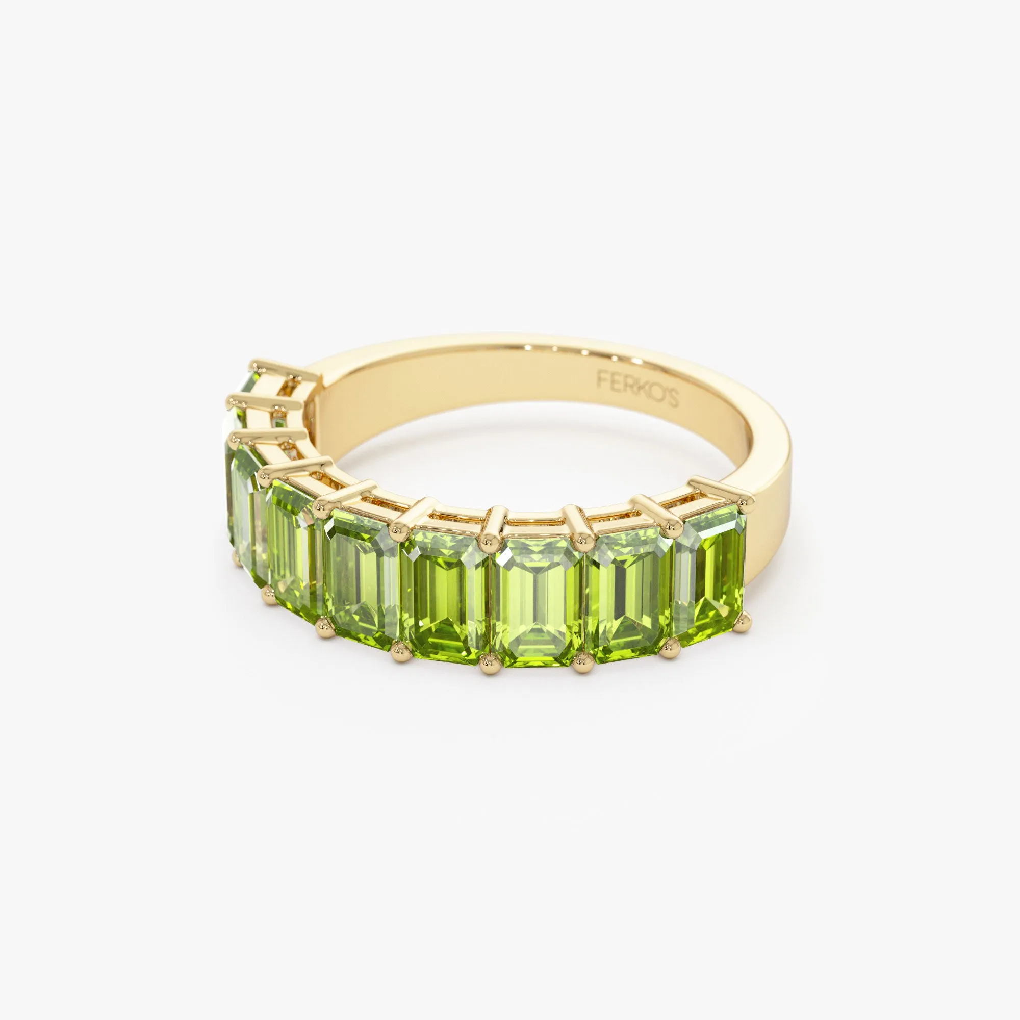 14k Emerald Cut Peridot Nine Stone Ring 2.35ctw