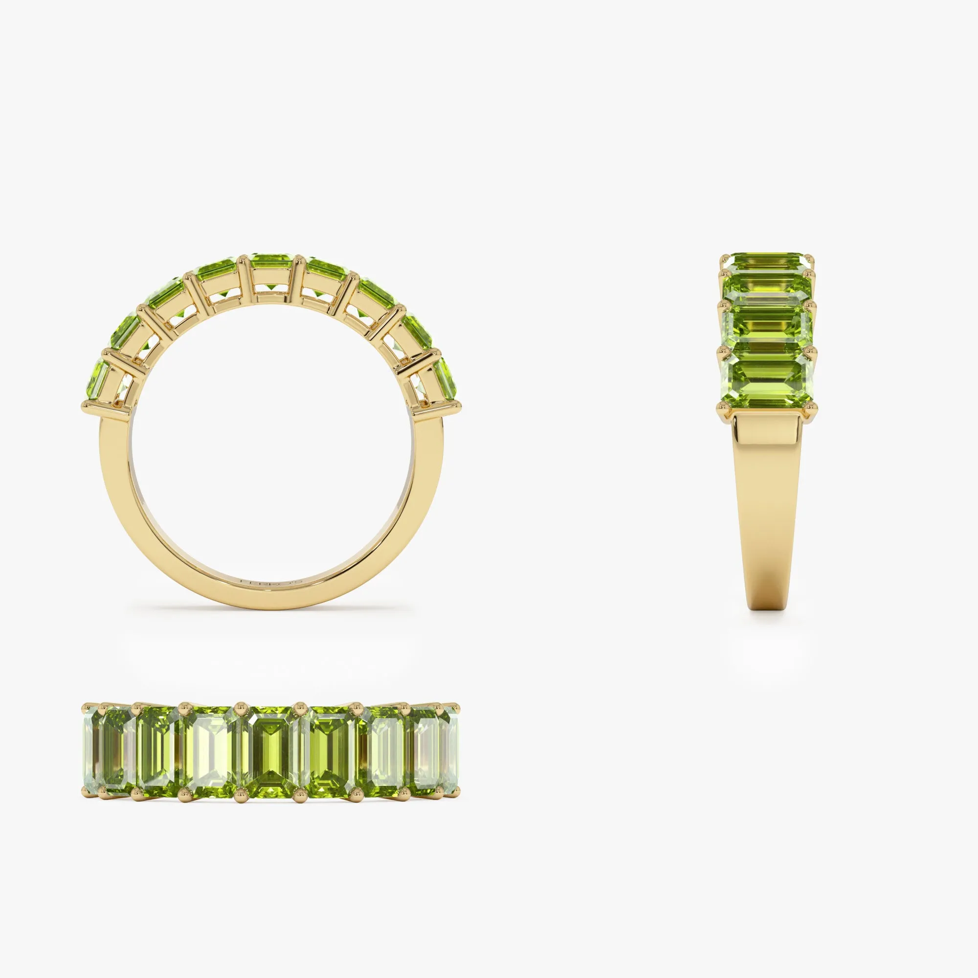 14k Emerald Cut Peridot Nine Stone Ring 2.35ctw