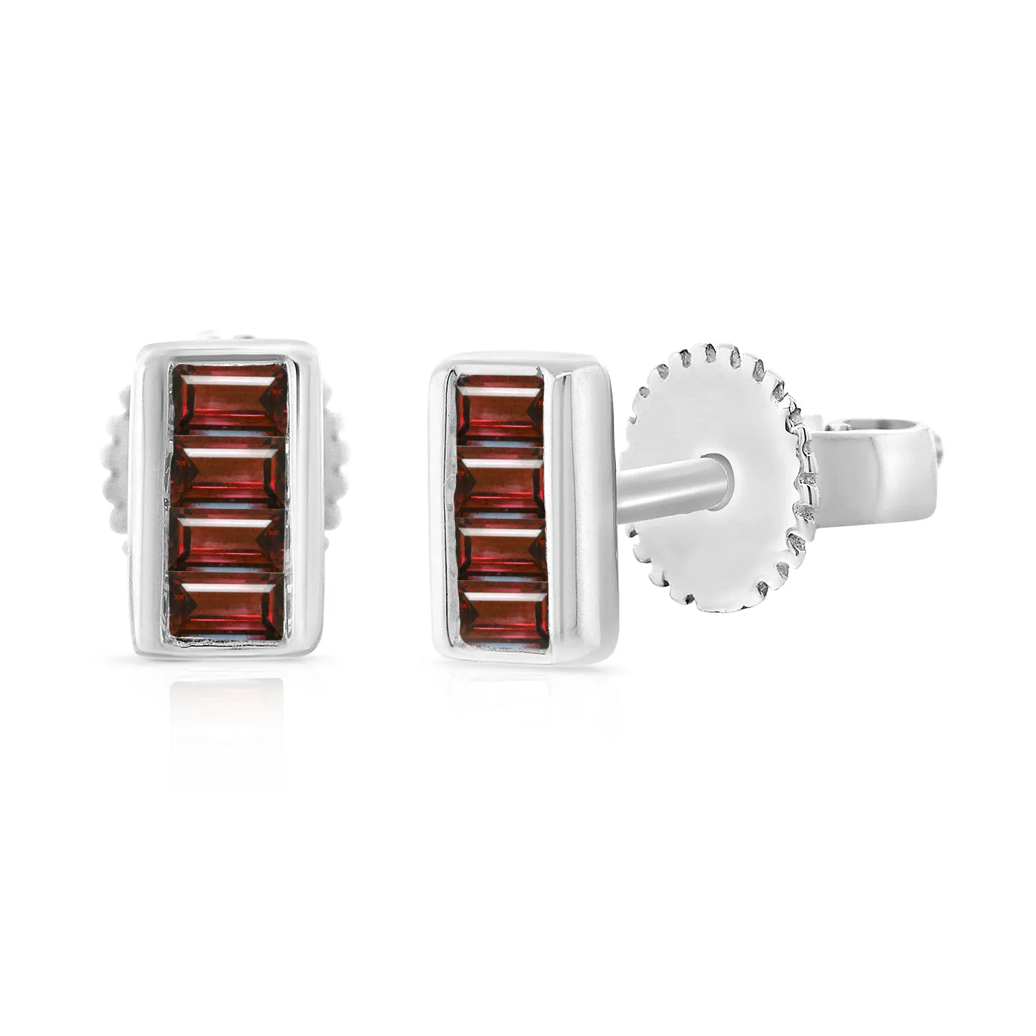 14k Gold & Baguette Ruby Stud Earrings - 0.10ct