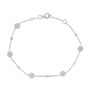 14k Gold & Diamond Disc Station Bracelet - 0.35ct
