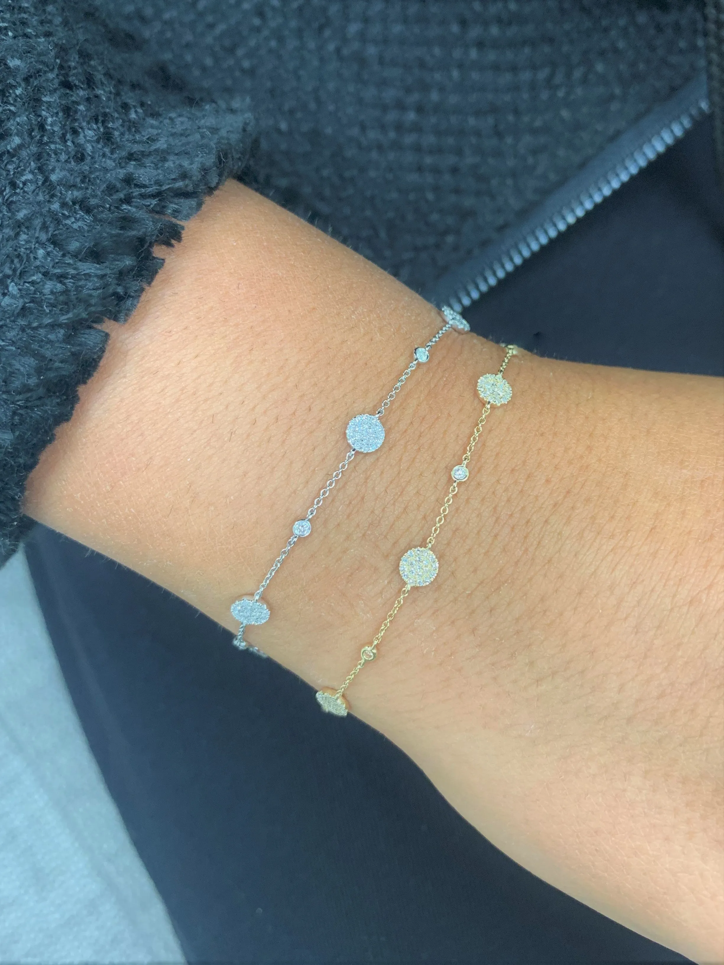 14k Gold & Diamond Disc Station Bracelet - 0.35ct