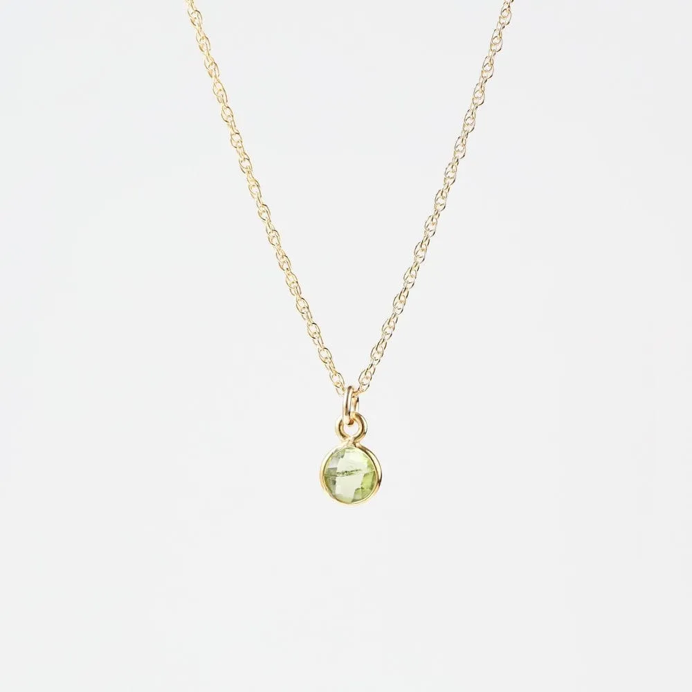 14k Gold Filled Chain with 6mm Bezel-Set Peridot