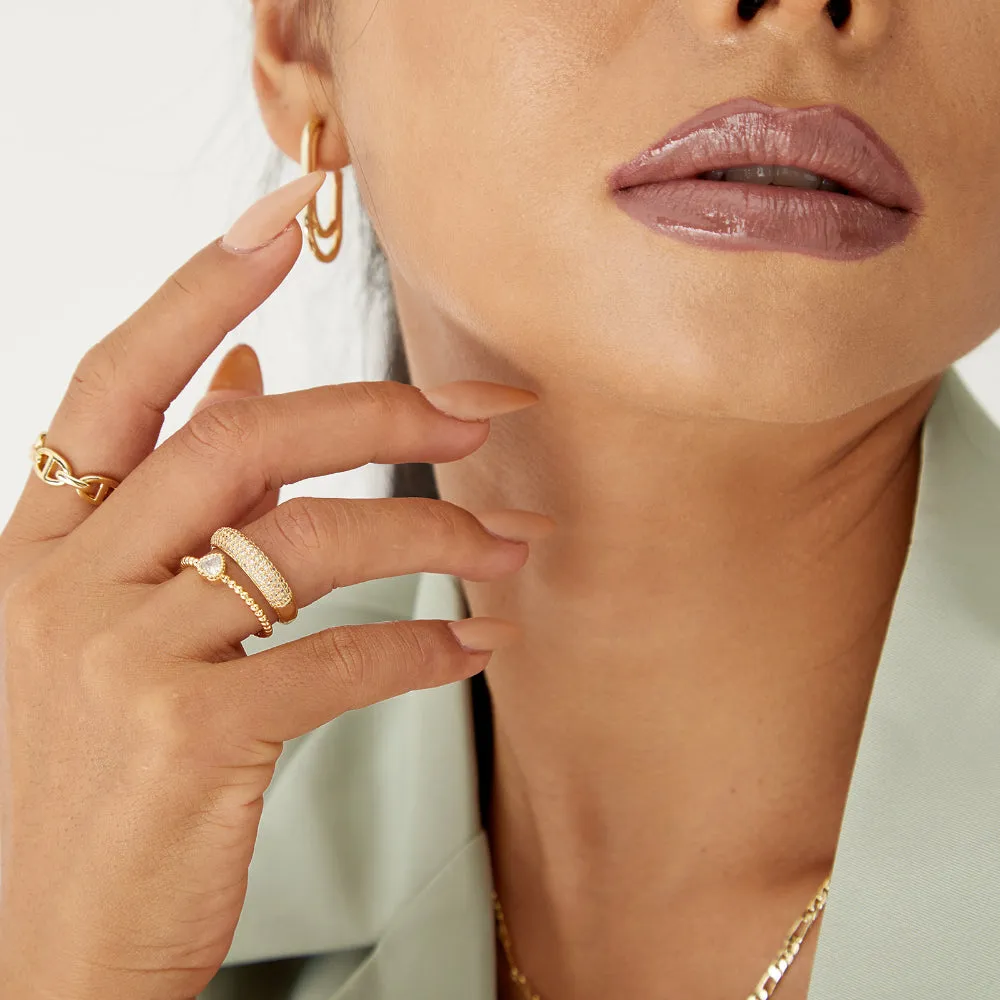 14K Gold Plated Stackable Open Knuckle Ring for Women - 3Pcs
