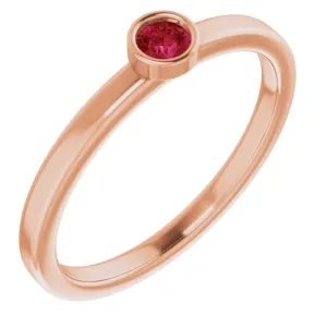 14K Rose 3 mm Lab-Grown Ruby Ring