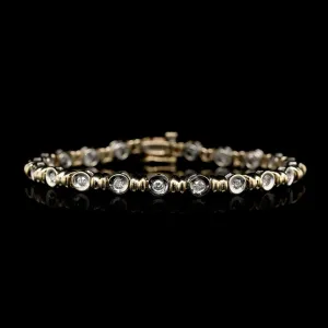 14K Two-tone Gold Estate Diamond Bezel Bracelet