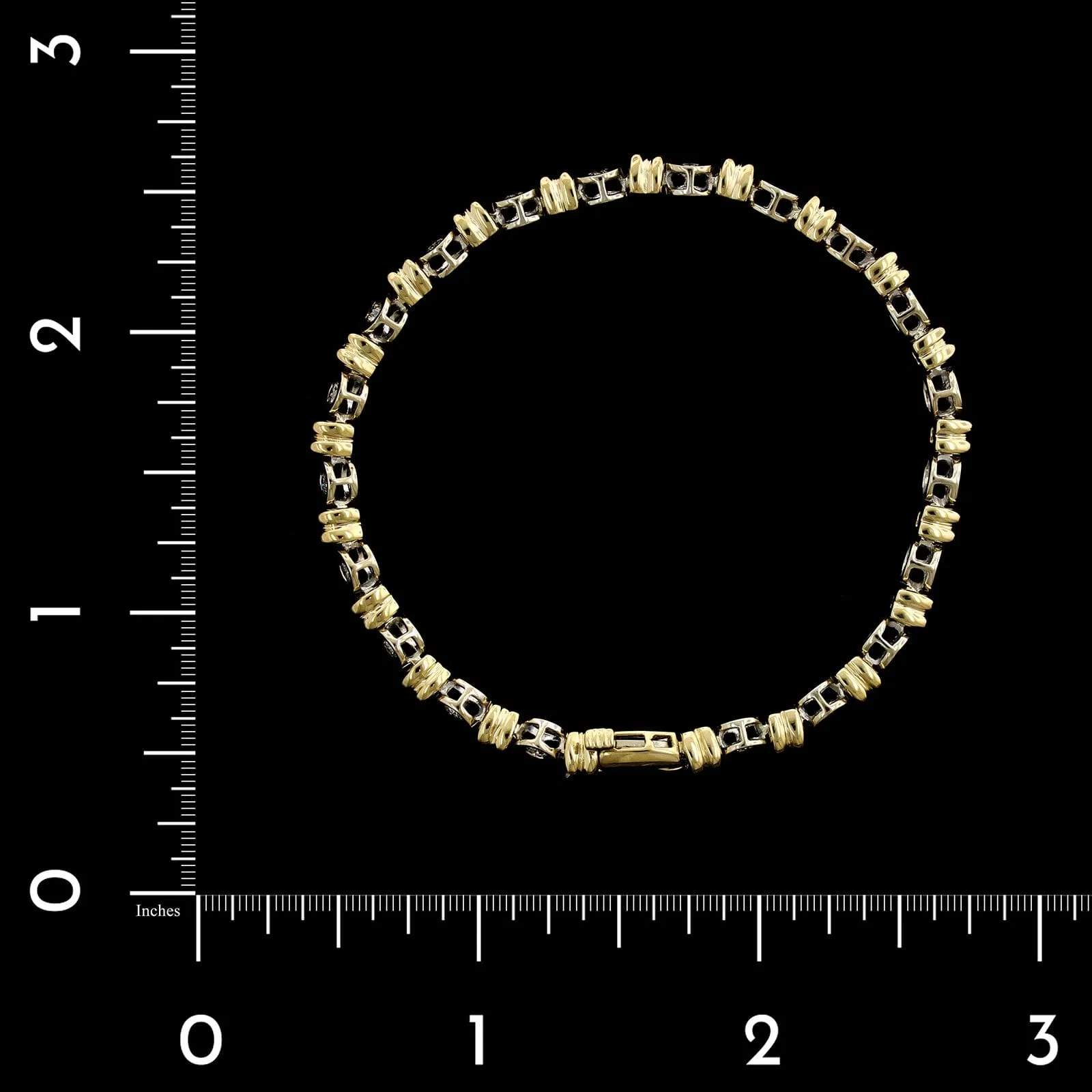 14K Two-tone Gold Estate Diamond Bezel Bracelet