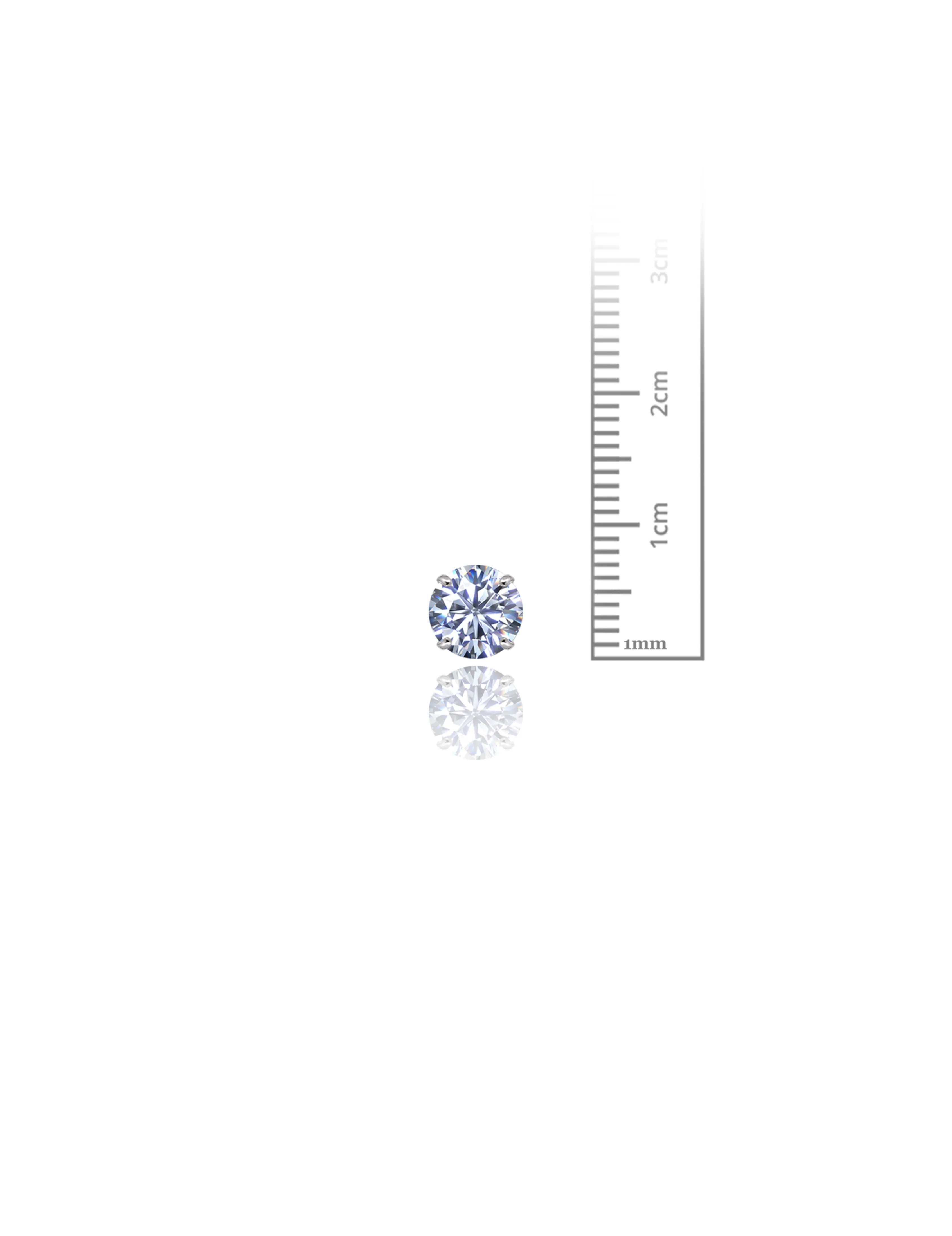14K White Gold 7MM Round CZ Pushback Stud Earrings