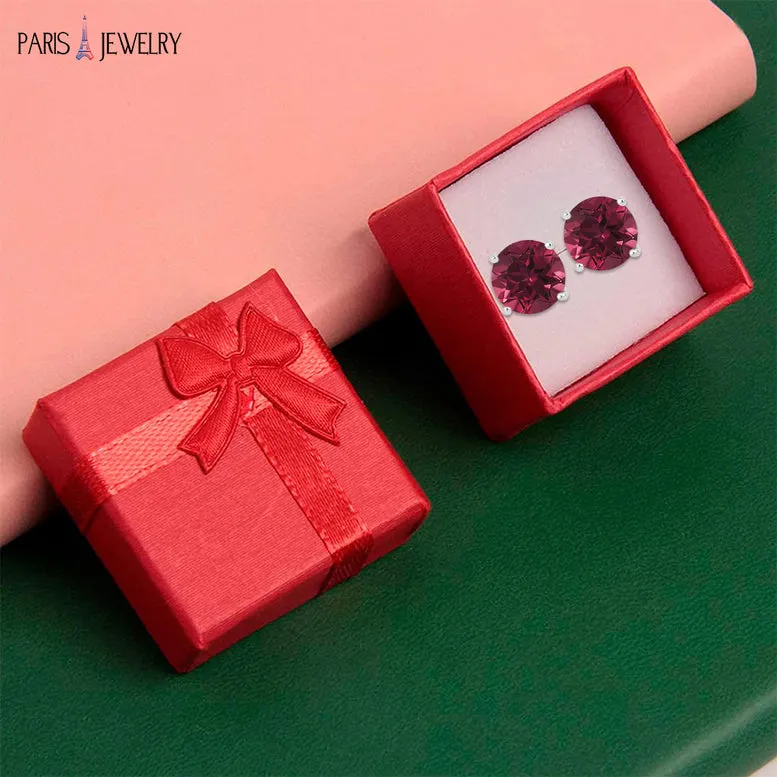 14k White Gold Created Ruby Sapphire Round Stud Earrings 3mm