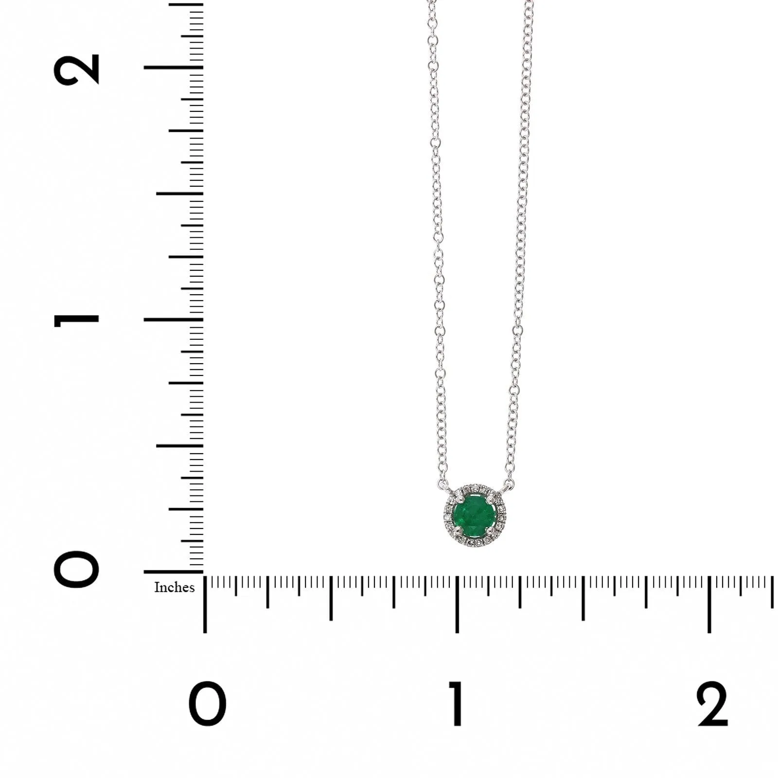 14K White Gold Emerald Diamond Halo Pendant