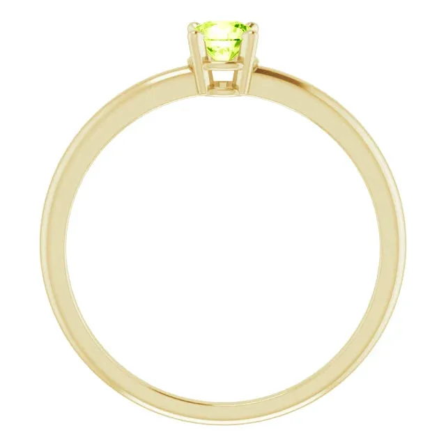 14K Yellow Gold 3 mm Natural Peridot Ring