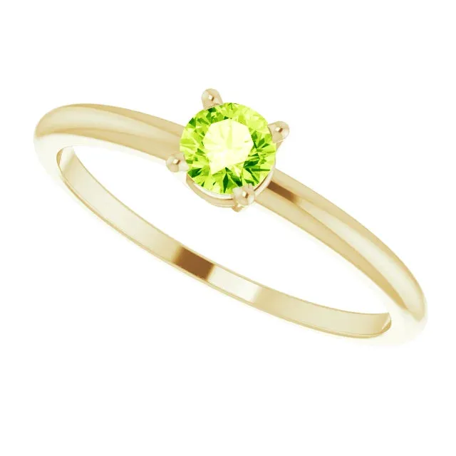 14K Yellow Gold 3 mm Natural Peridot Ring