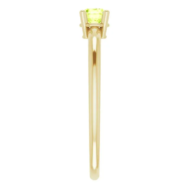 14K Yellow Gold 3 mm Natural Peridot Ring
