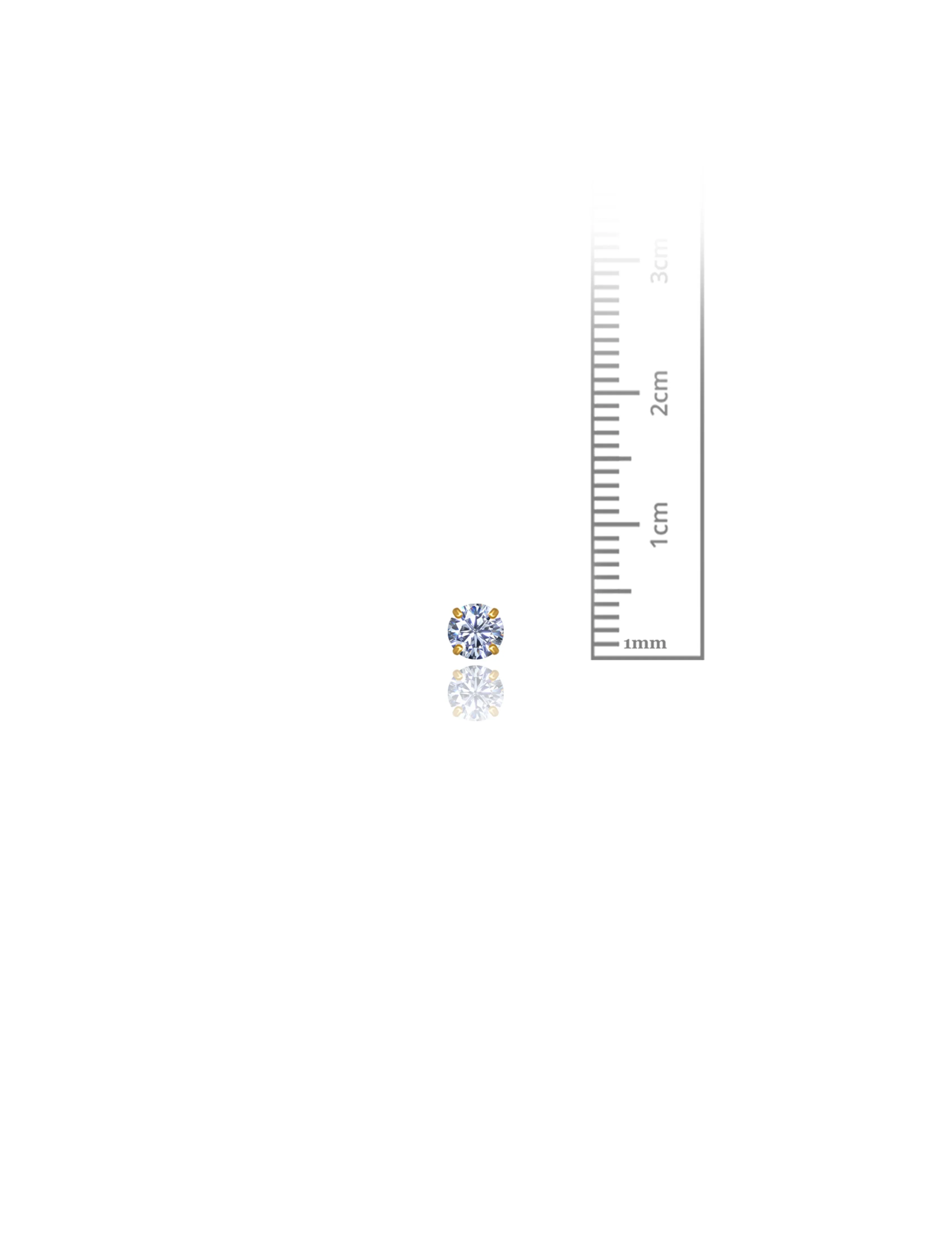 14K Yellow Gold 4MM Round CZ Screwback Stud Earrings
