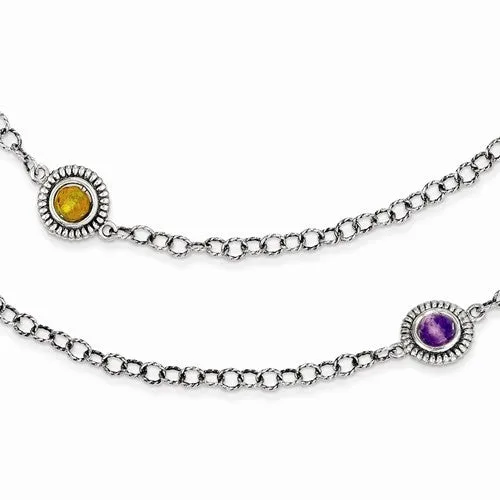 14K Yellow Gold and Silver Am, Bt, Ci Necklace