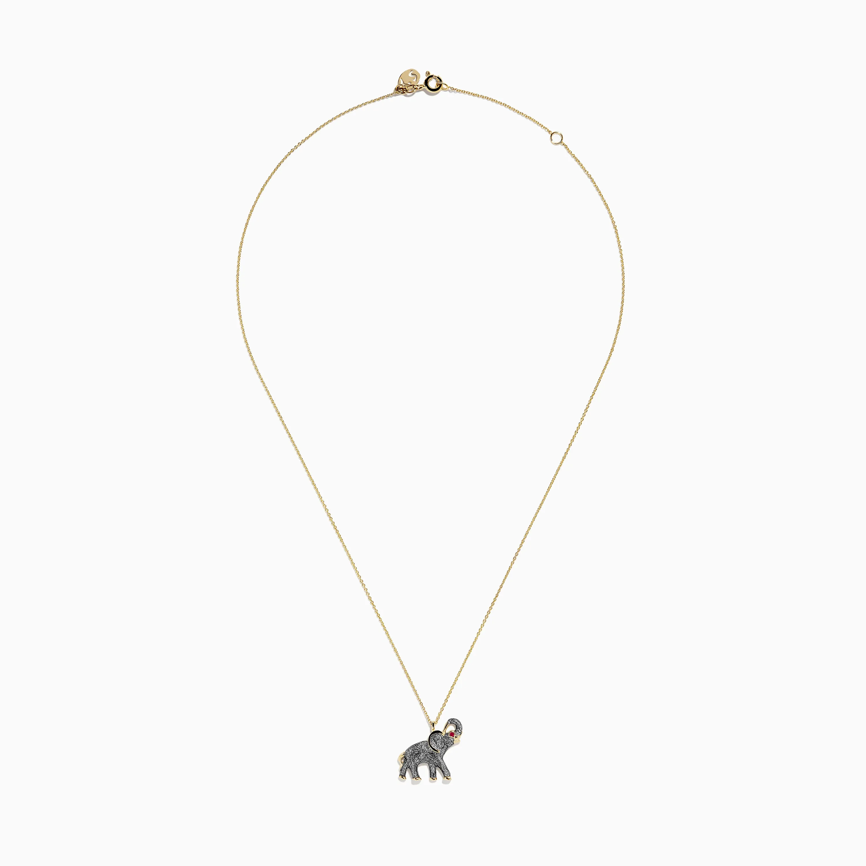 14K Yellow Gold Enamel Elephant Necklace