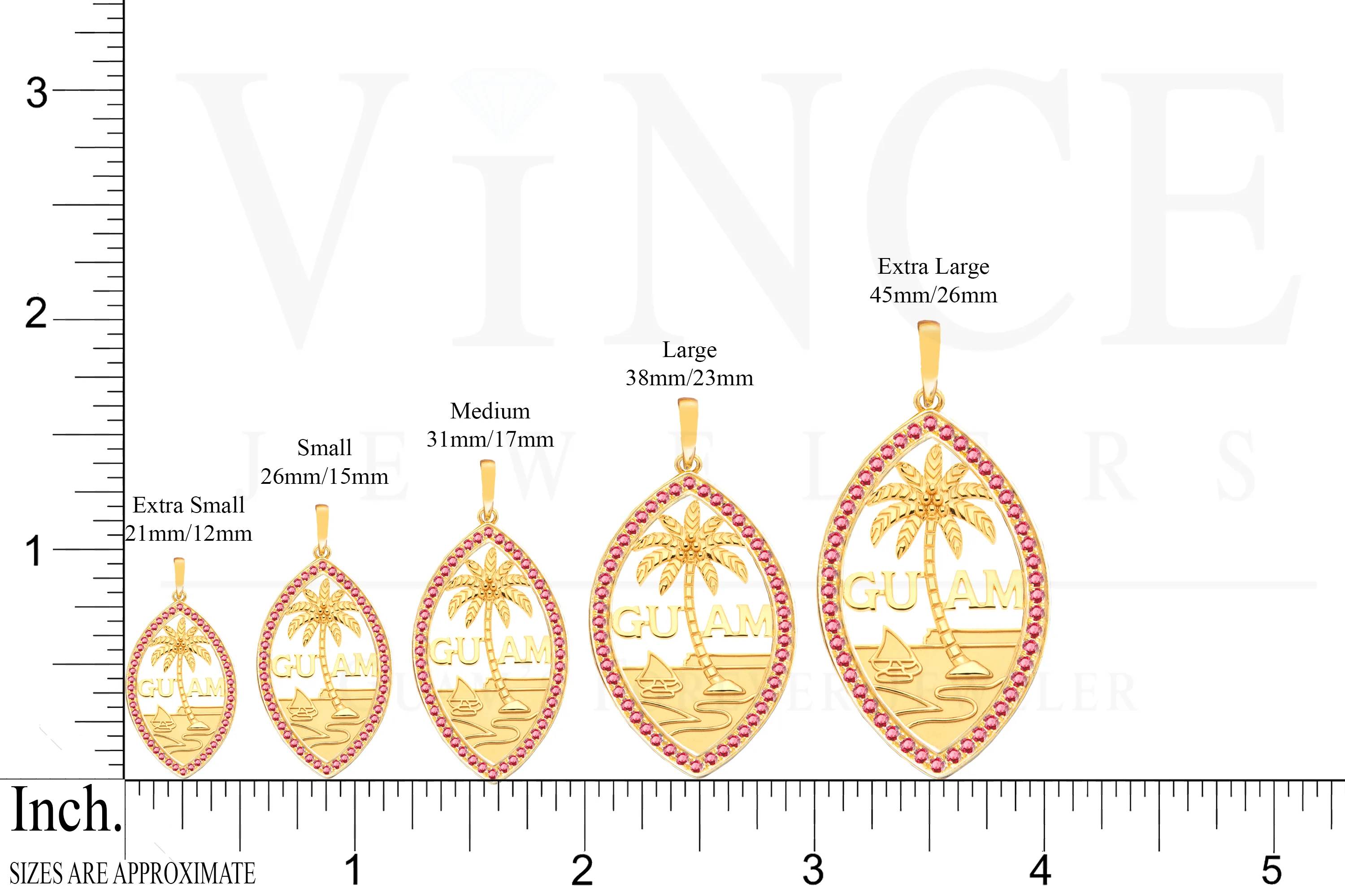14K Yellow Gold Ruby Guam Seal Pendant
