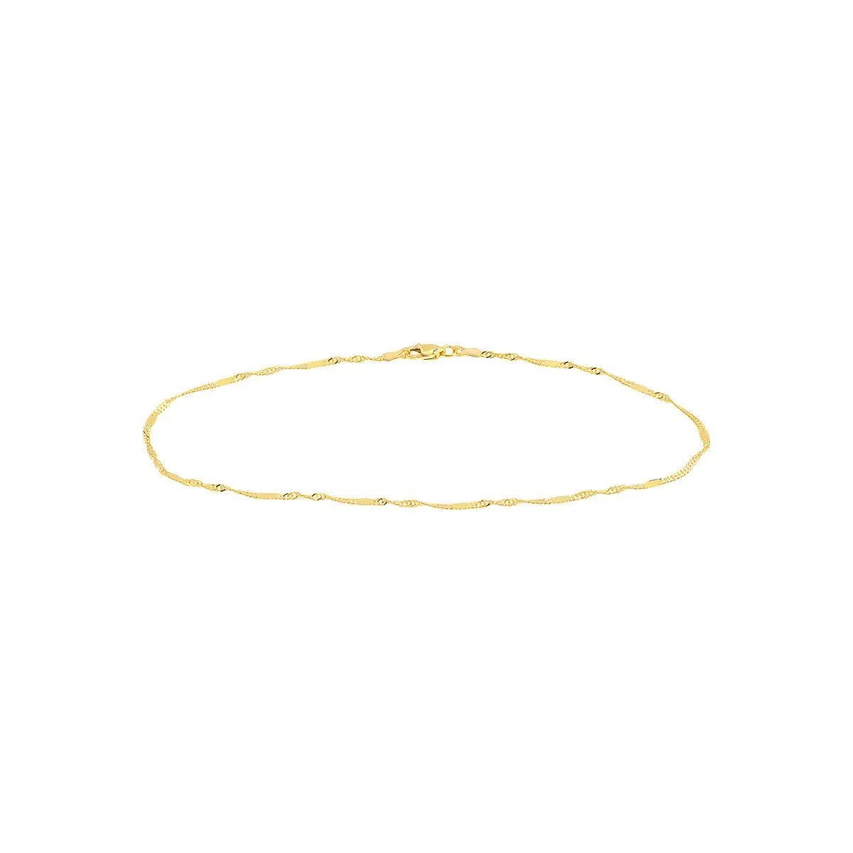 14K Yellow Gold Singapore Flat Saturn Chain Anklet