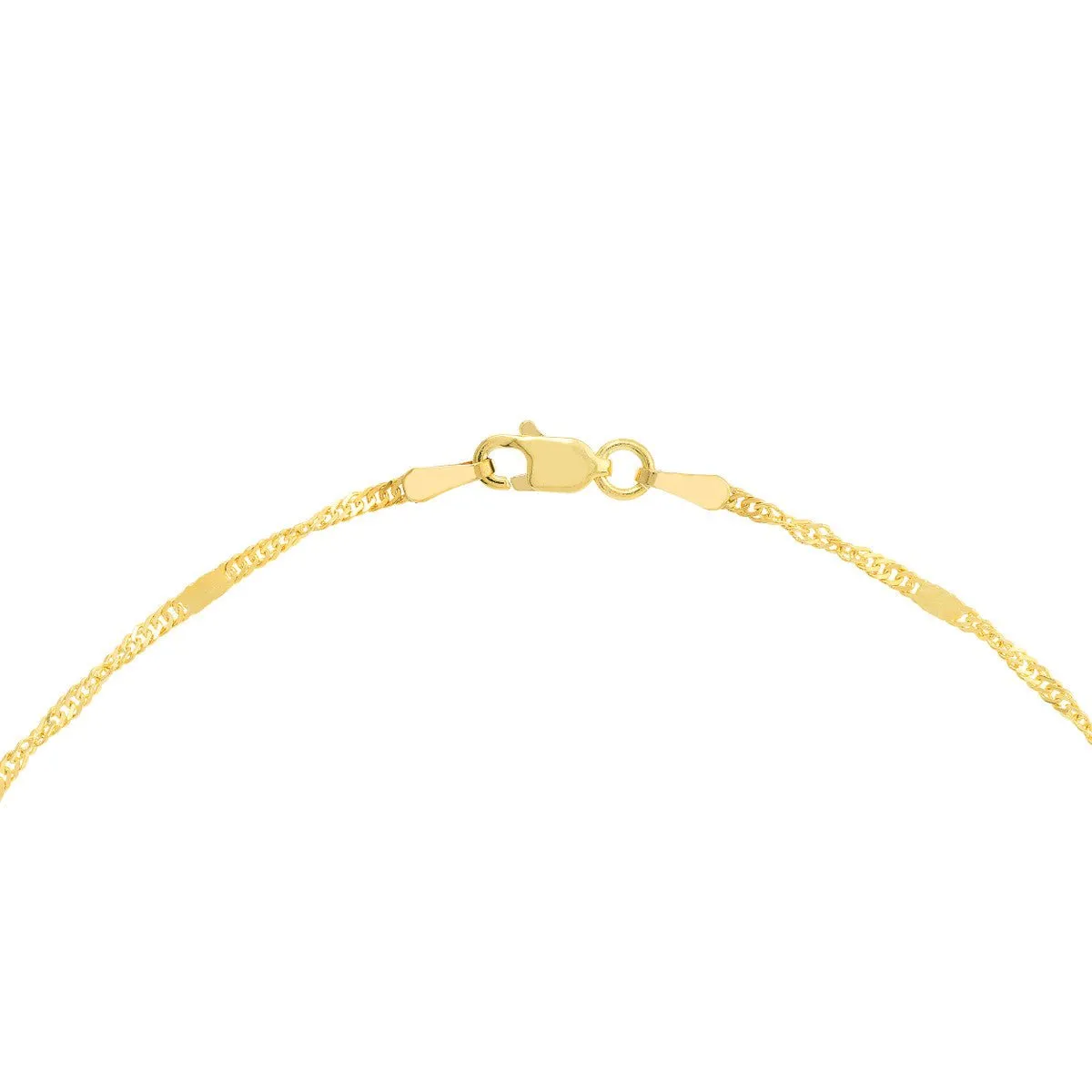 14K Yellow Gold Singapore Flat Saturn Chain Anklet