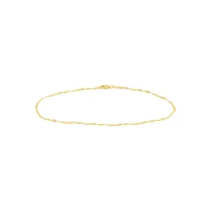 14K Yellow Gold Singapore Flat Saturn Chain Anklet