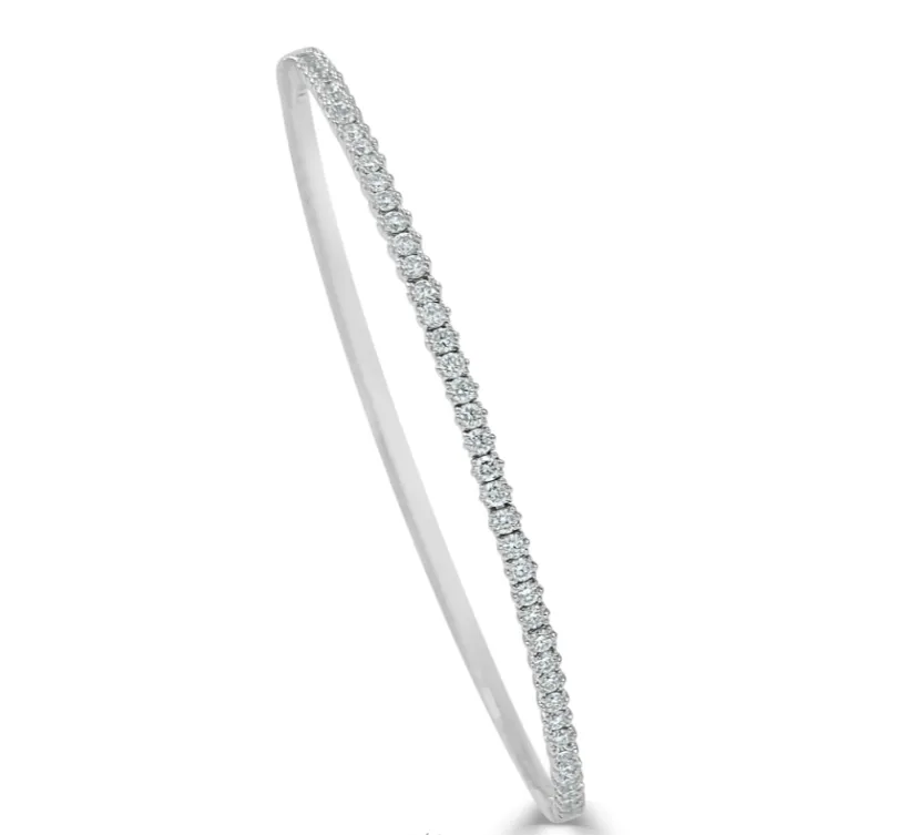 14k Yellow or White Gold 3/4 Carat Diamond Flexible Bangle Bracelet
