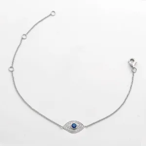14KW 0.16CTW DIAMOND EVIL EYE BRACELET W/