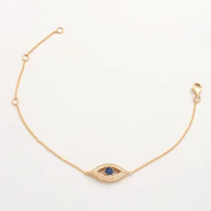 14KY 0.25CTW DIAMOND EVIL EYE BRACELET W/