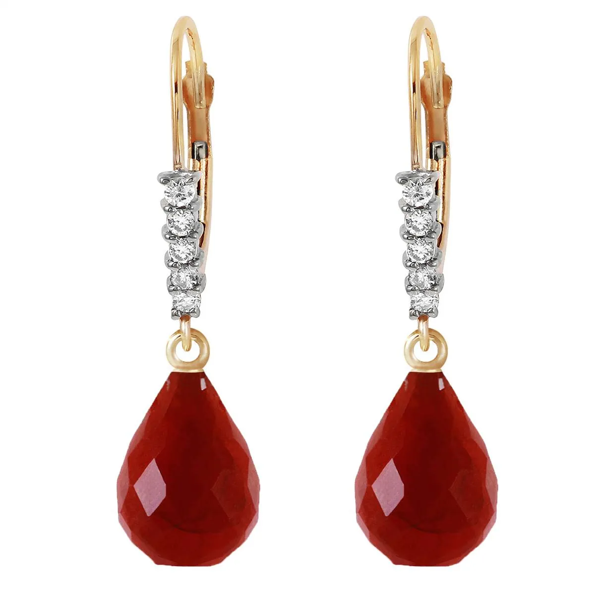 17.75 Carat 14K Solid Yellow Gold Violeta Ruby Diamond Earrings