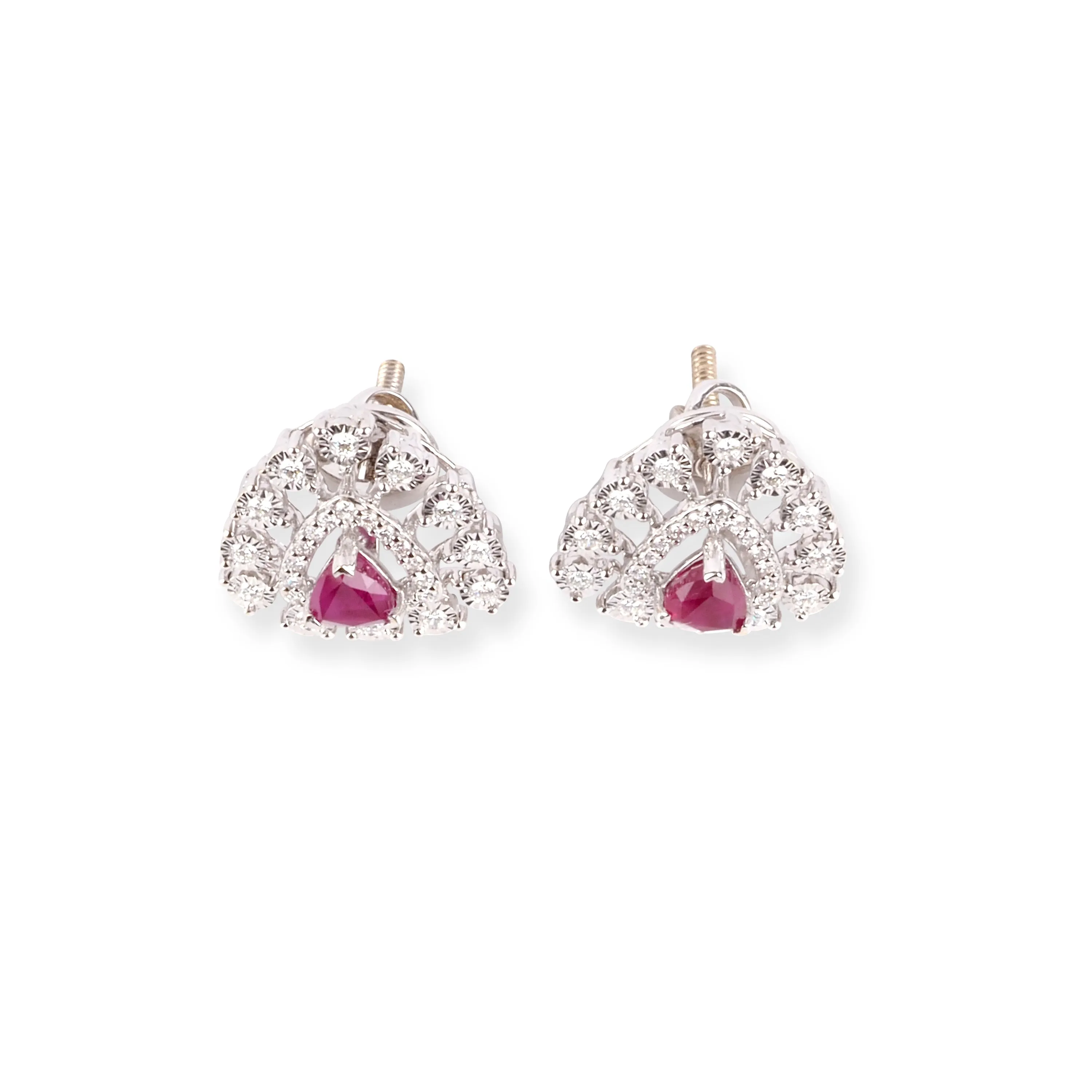 18ct White Gold Diamond and Ruby Pendant Suite C-7048a MCS7689 MCS7690