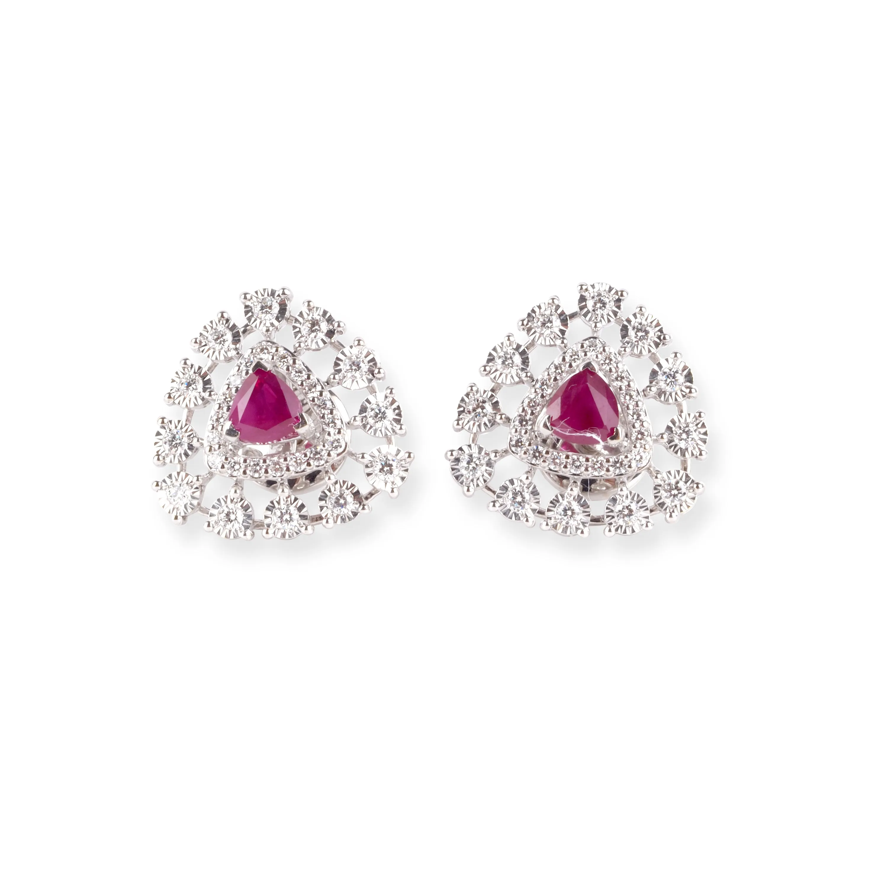 18ct White Gold Diamond and Ruby Pendant Suite C-7048a MCS7689 MCS7690