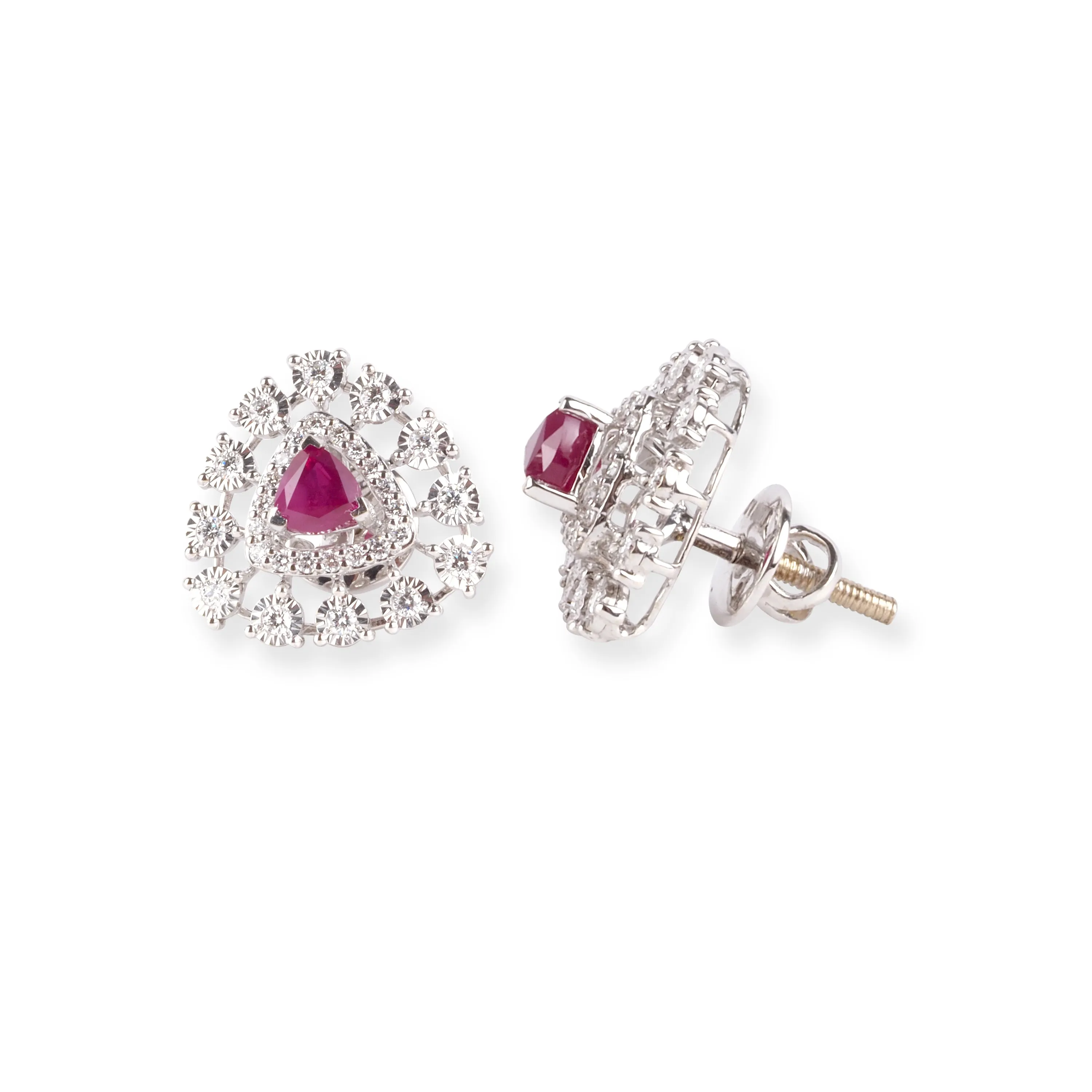 18ct White Gold Diamond and Ruby Pendant Suite C-7048a MCS7689 MCS7690