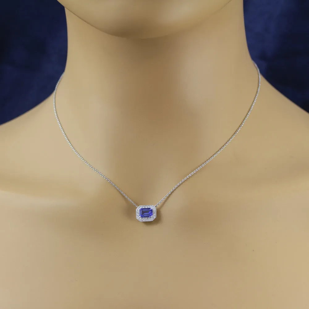 18ct White Gold Tanzanite and Diamond Necklace