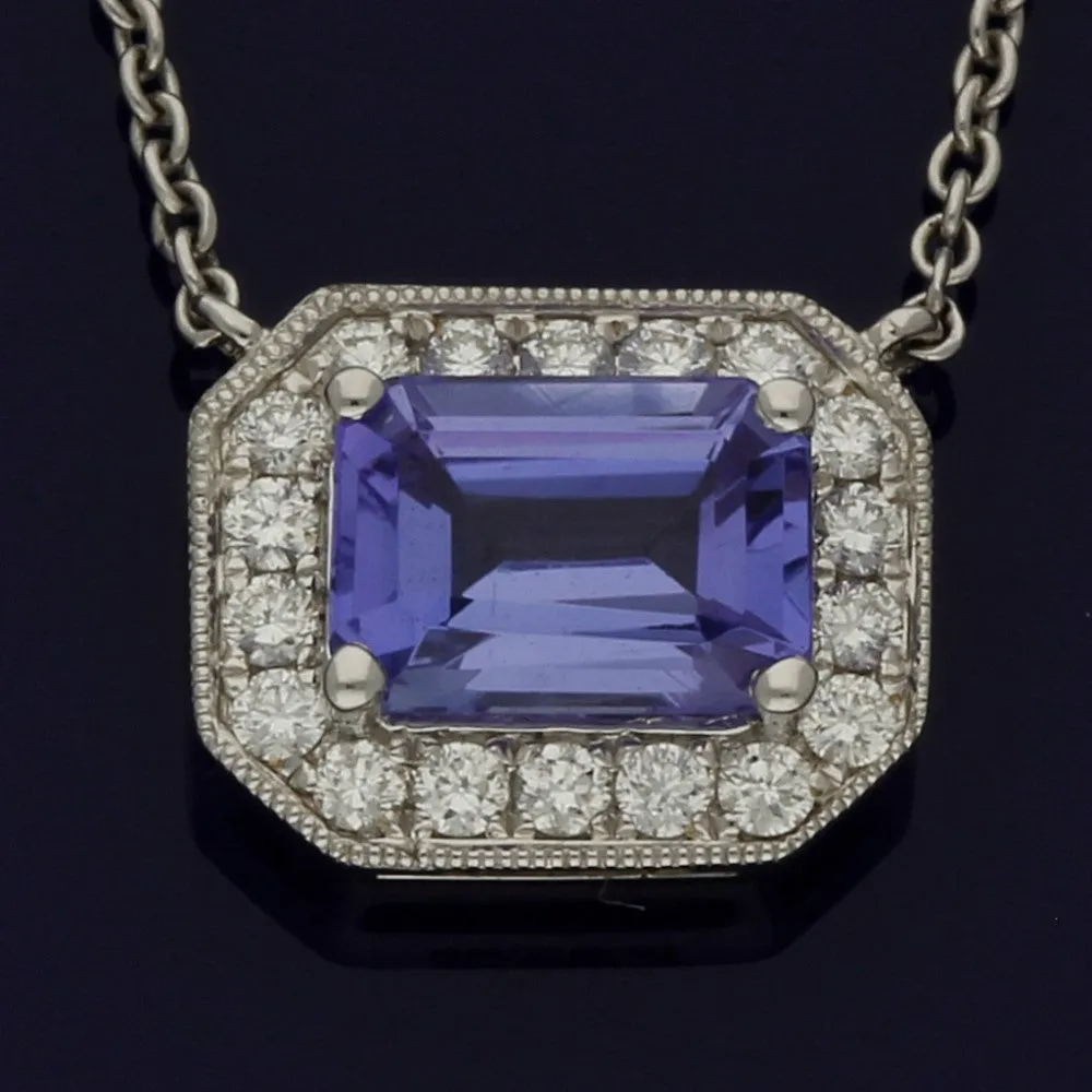 18ct White Gold Tanzanite and Diamond Necklace