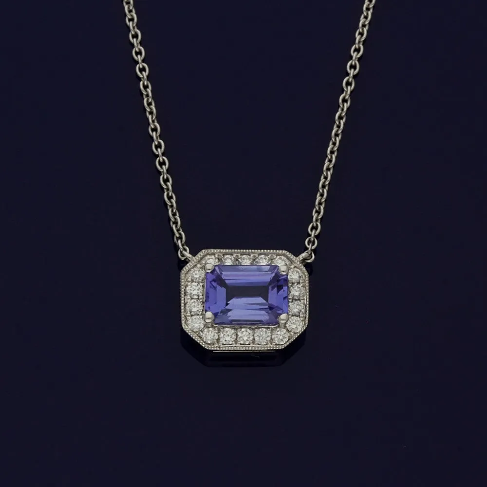 18ct White Gold Tanzanite and Diamond Necklace