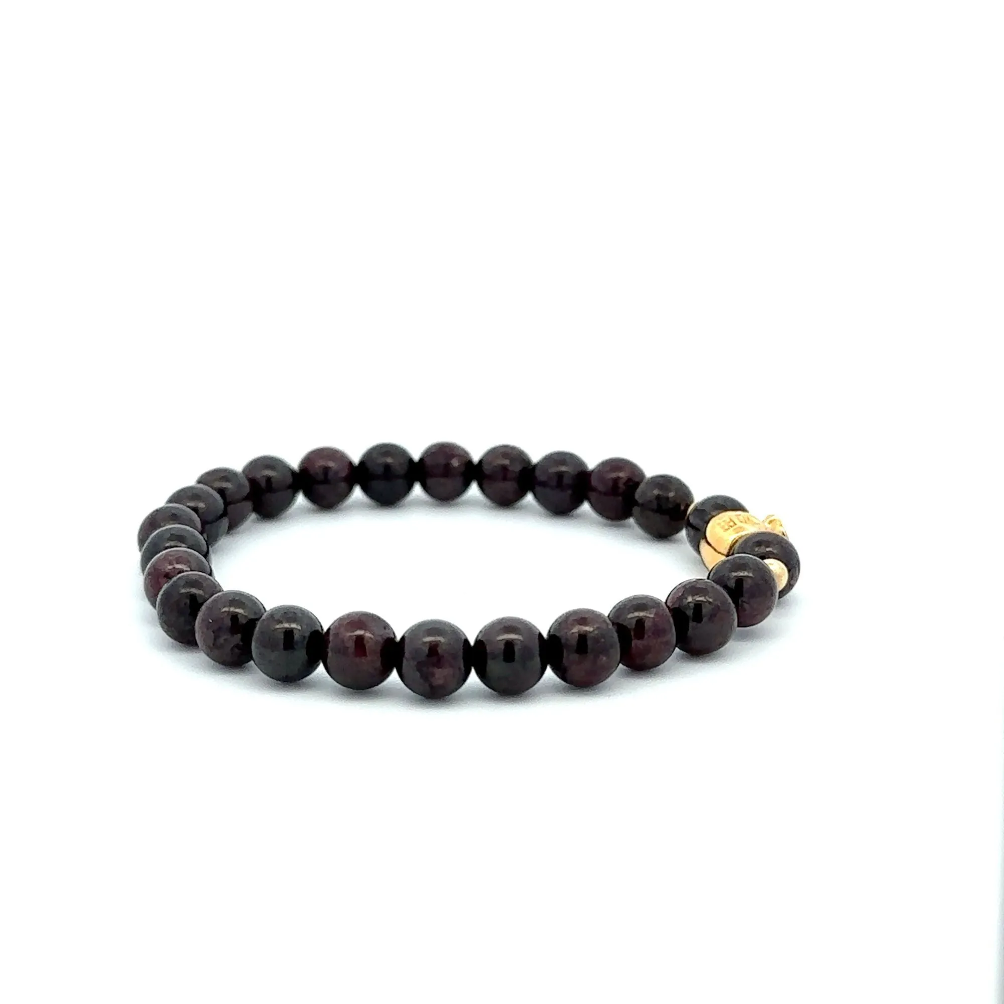 18K Gold Money Bag Lucky Charm Beads Bracelet Gemstones Garnet 6mm
