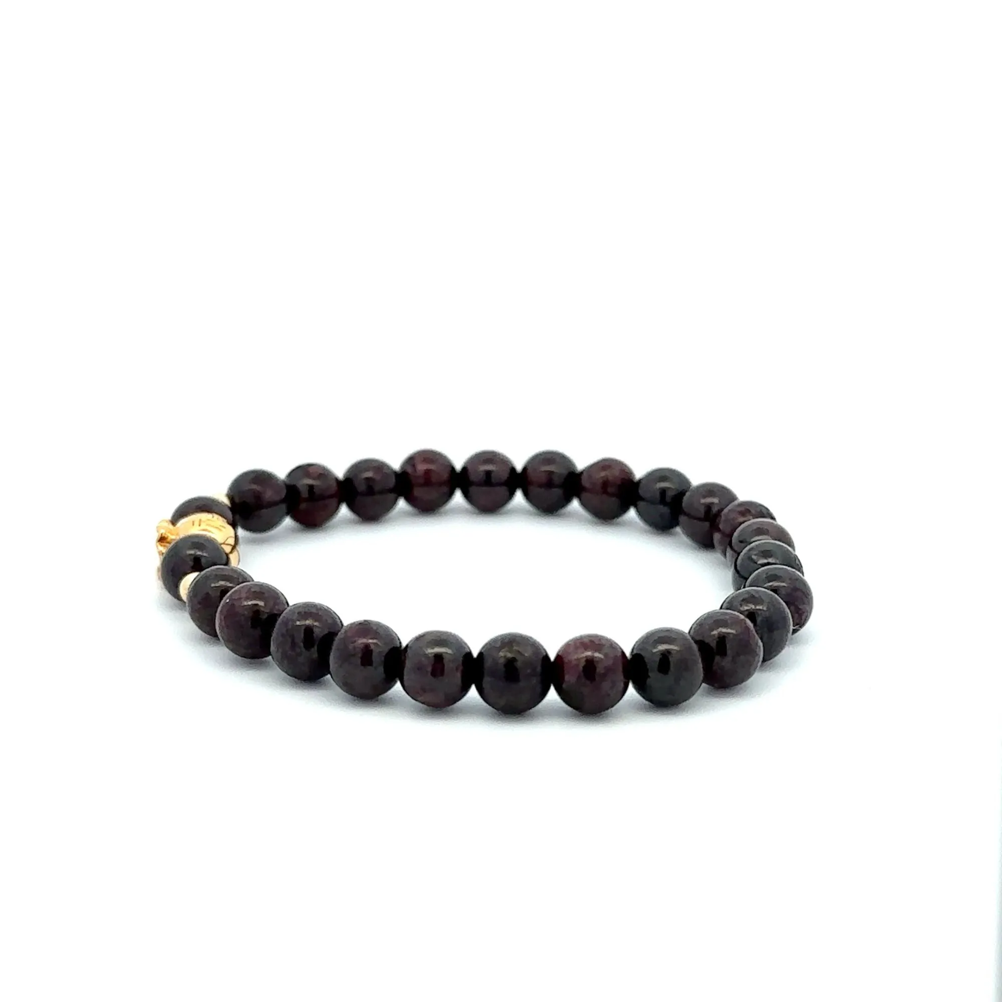 18K Gold Money Bag Lucky Charm Beads Bracelet Gemstones Garnet 6mm