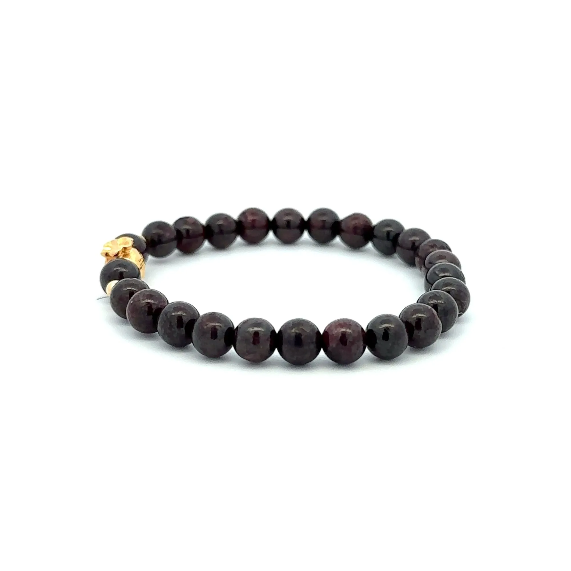 18K Gold Money Bag Lucky Charm Beads Bracelet Gemstones Garnet 6mm