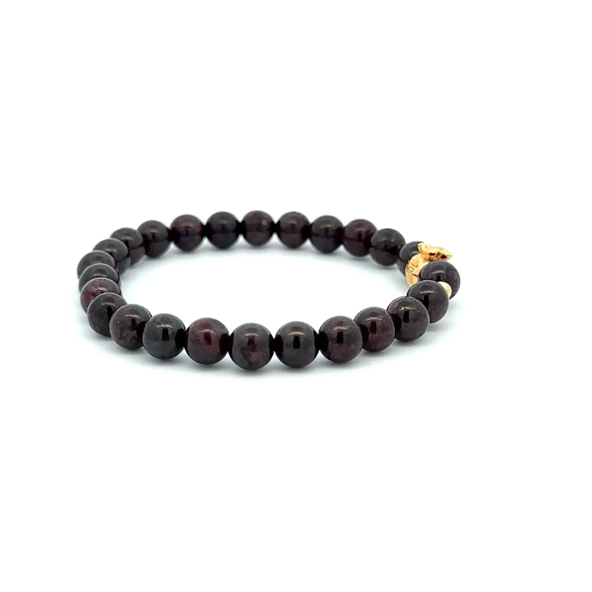 18K Gold Money Bag Lucky Charm Beads Bracelet Gemstones Garnet 6mm