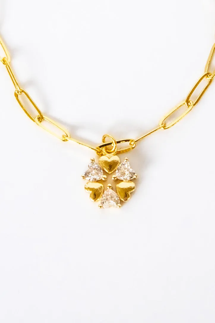 18K Link Diamond Heart Bracelet