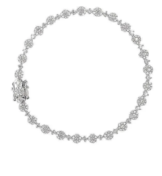 18k White Gold 1.70 Ct Diamond Cluster Bracelet