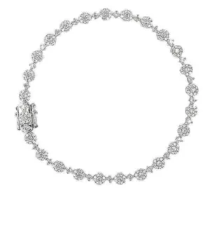 18k White Gold 1.70 Ct Diamond Cluster Bracelet