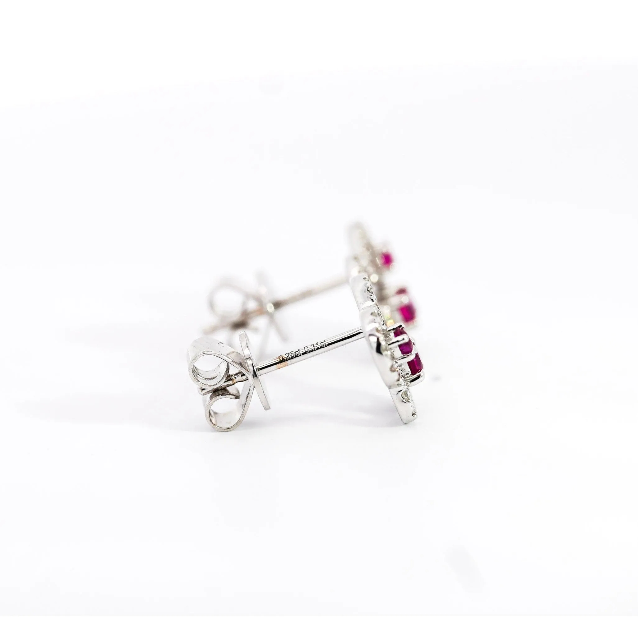 18K White Gold Ruby and Diamond Butterfly Outline Stud Earrings