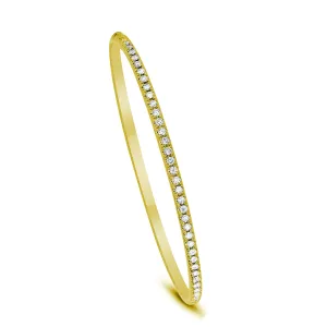 18K Yellow Gold Diamond Bangle Bracelet, Prong Set