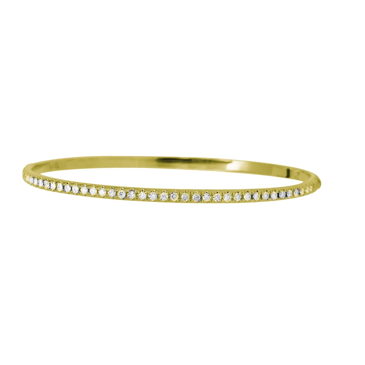 18K Yellow Gold Diamond Bangle Bracelet, Prong Set